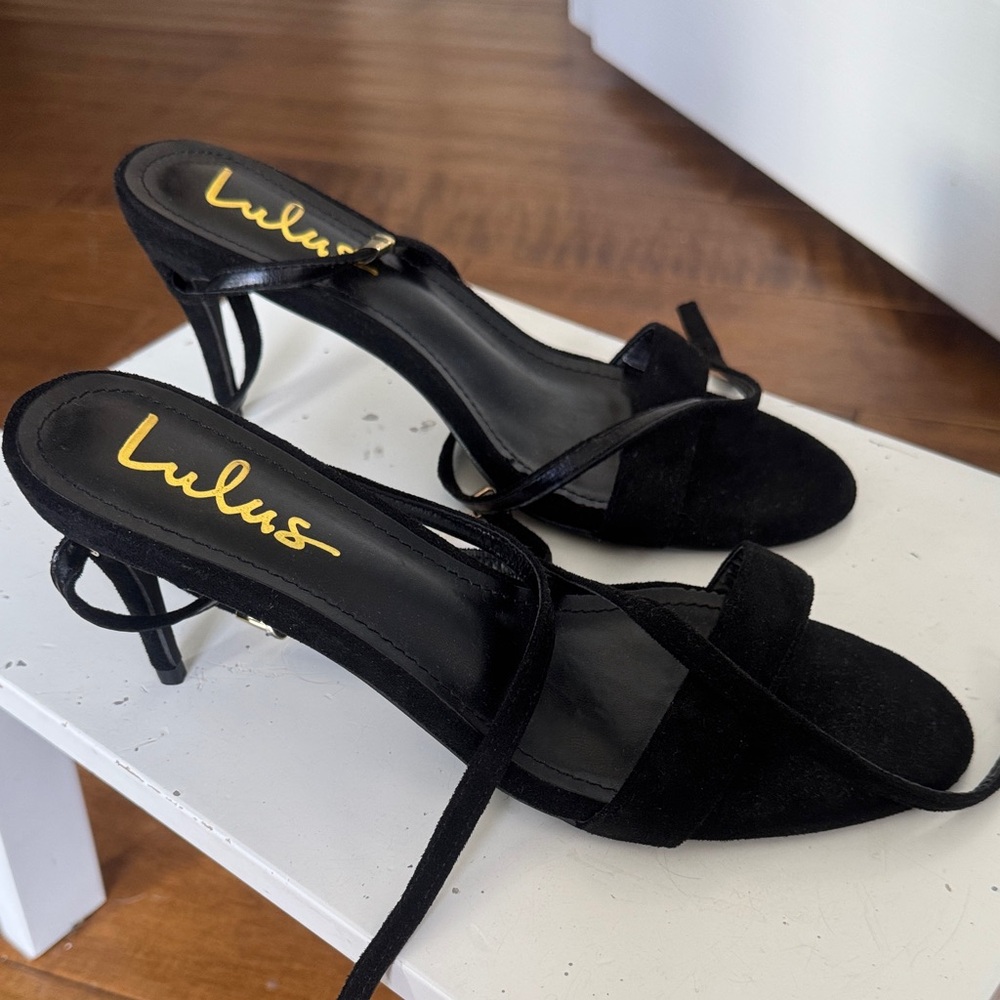 Lulu's Black Suede Strappy Low Heel Sandals